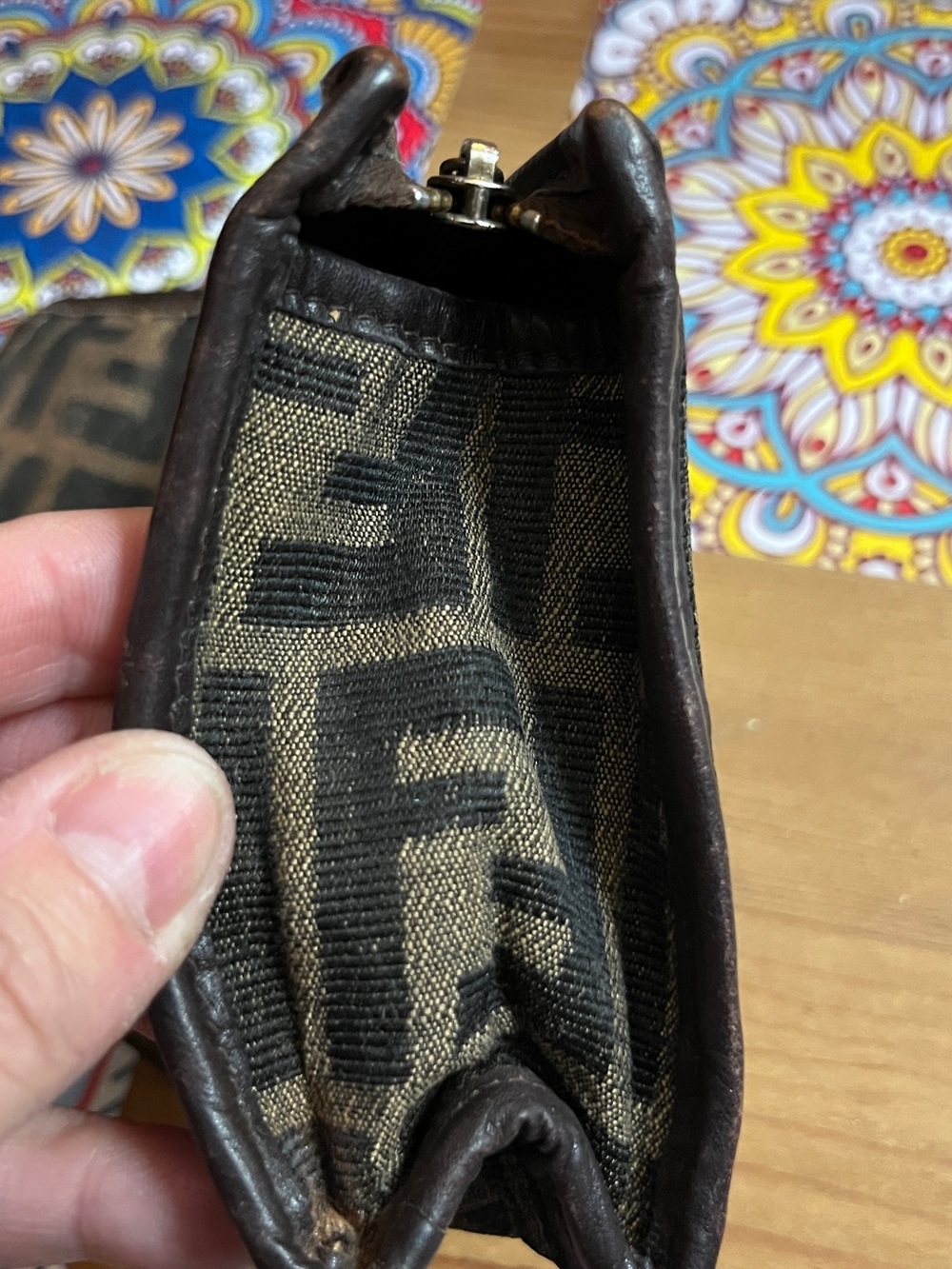 Fendi Brown & Dark Brown FF Logo Small Clutch Vintage 1970-1980 - Picture 12 of 15